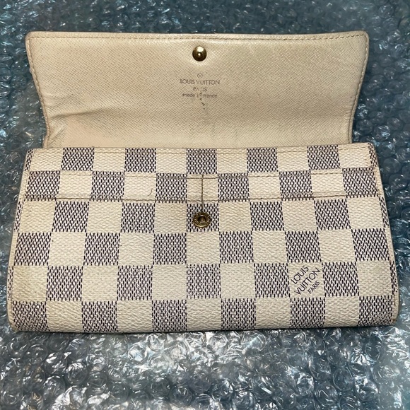 Louis Vuitton Damier Azur Coated Canvas Leather Sarah Long Wallet - Picture 2 of 13